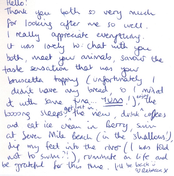Feedback from Rebecca